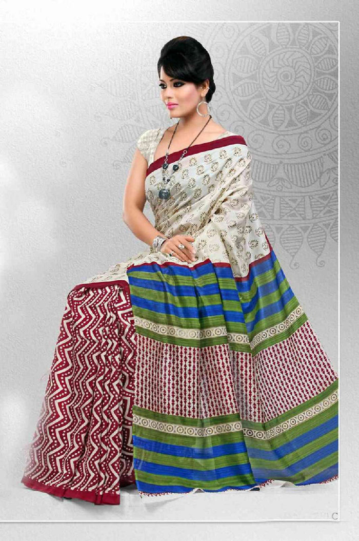 Georgette sari shown draped on a model