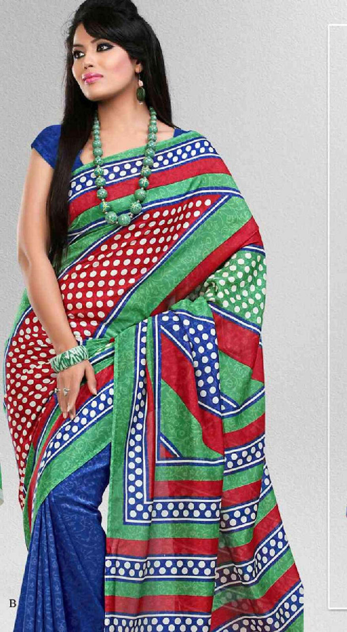 Georgette sari shown draped on a model