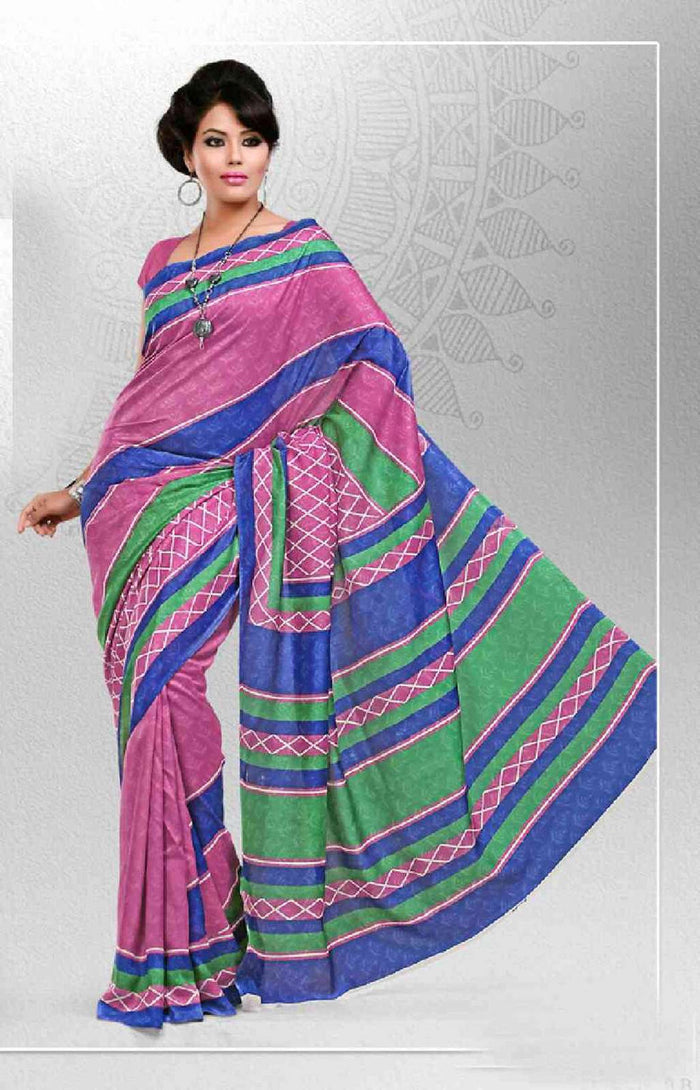 Georgette sari shown draped on a model