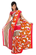 Georgette sari shown draped on a model