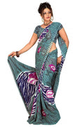 Georgette sari shown draped on a model
