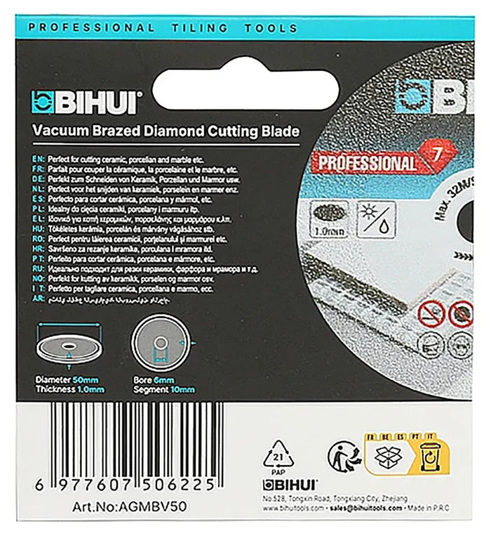 DISCO DIAMANTATO BIHUI VAC AGMBV50 PER MINI SMERIGLIATRICE 50MM