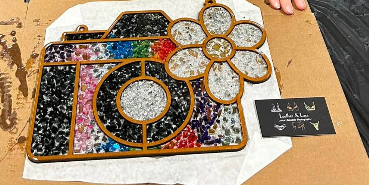 DIY Camera Crushed Glass Suncatcher