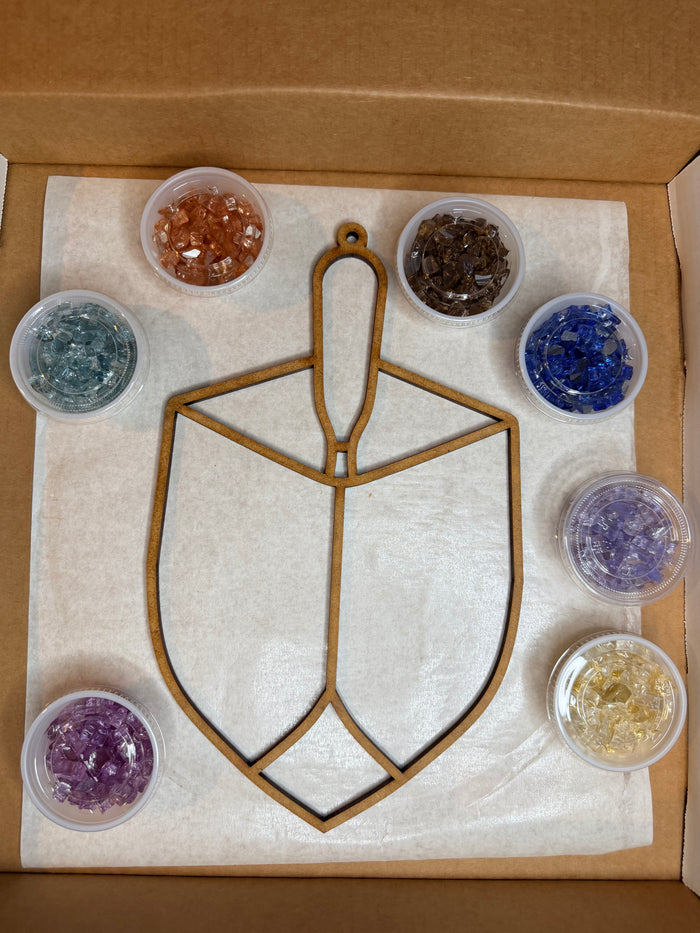 DIY Dreidel Crushed Glass Suncatcher