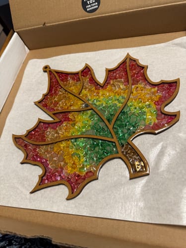 DIY Fall Leaf Crushed Glass Suncatcher