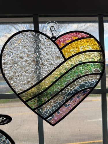 DIY Heart Crushed Glass Suncatcher