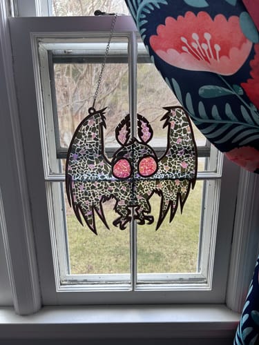DIY Mothman Crushed Glass Suncatcher