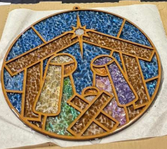 DIY Nativity Crushed Glass Suncatcher