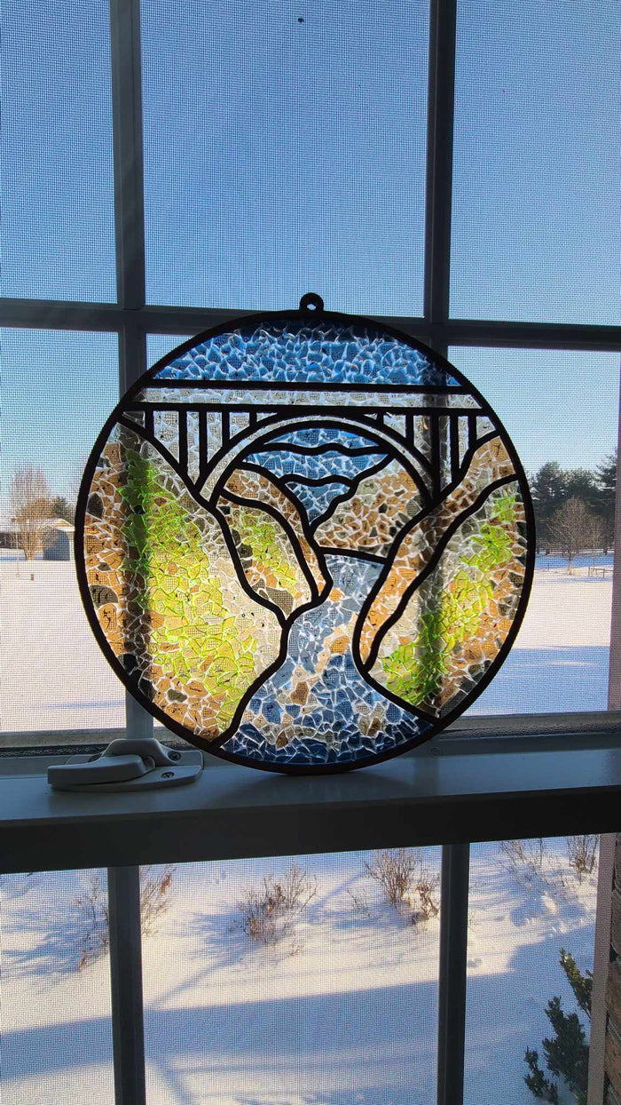 DIY New River Gorge WV Crushed Glass Suncatcher