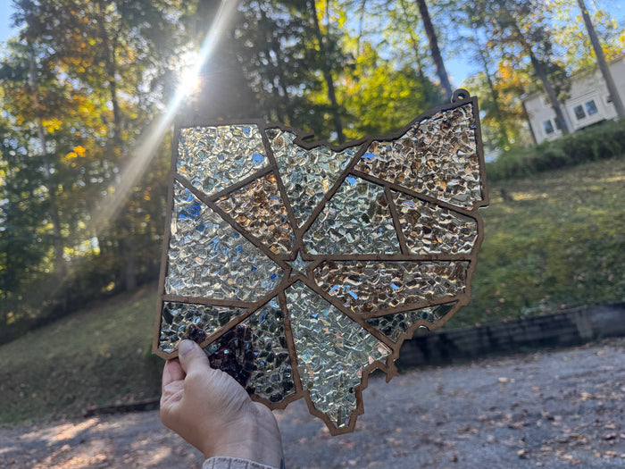 DIY Ohio Crushed Glass Suncatcher