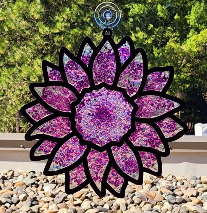 DIY Sunflower Crushed Glass Suncatcher