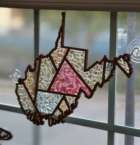 DIY West Virginia Crushed Glass Suncatcher