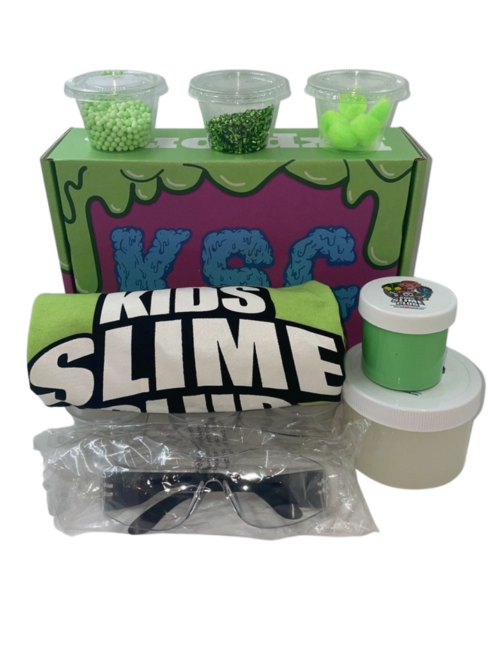 Get Slimy With Kids Slime Club Great Green Get Slimy Box | The Ultimate Slime Lovers Experience | Super Soft Cloud Slime 2.0 | X-Large Slime With Color Matching Toppings To Mix In | Safety Glasses | Mess-Free Fun For Ages 2 And Up | Visit Our Online Slime Shop At www.KidsSlimeClub.com | Download Our Free Mobile App Available On Google Play & Apple App Store