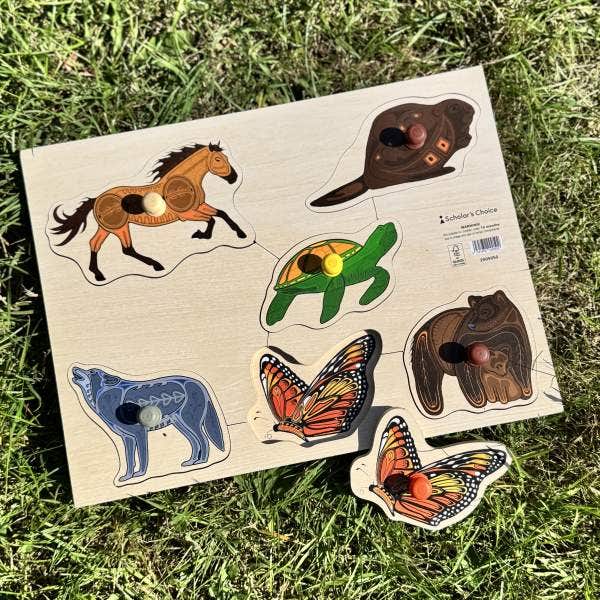 Indigenous Large Peg Puzzle Bear & Friends