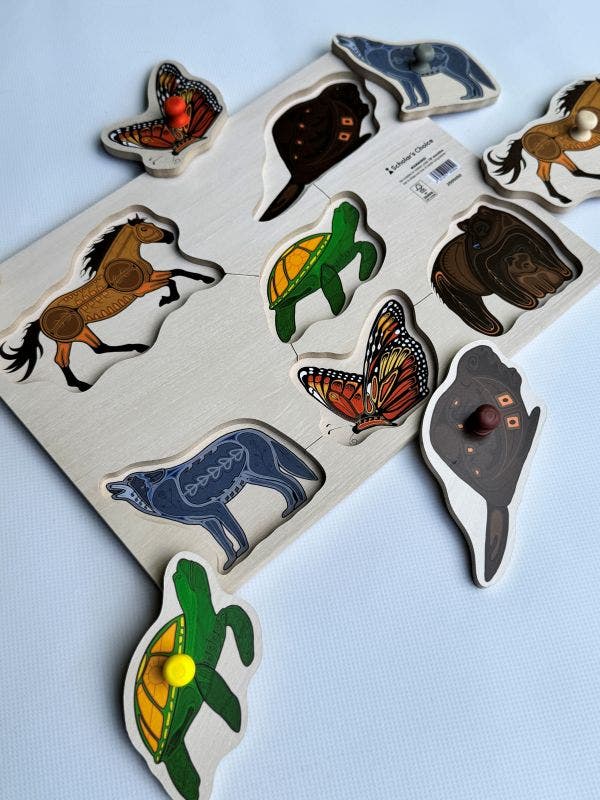 Indigenous Large Peg Puzzle Bear & Friends