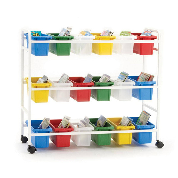 Leveled Reading Book Browser Cart With 18 Small Tubs