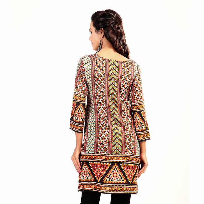 Sari kurti tunic shown draped on a model