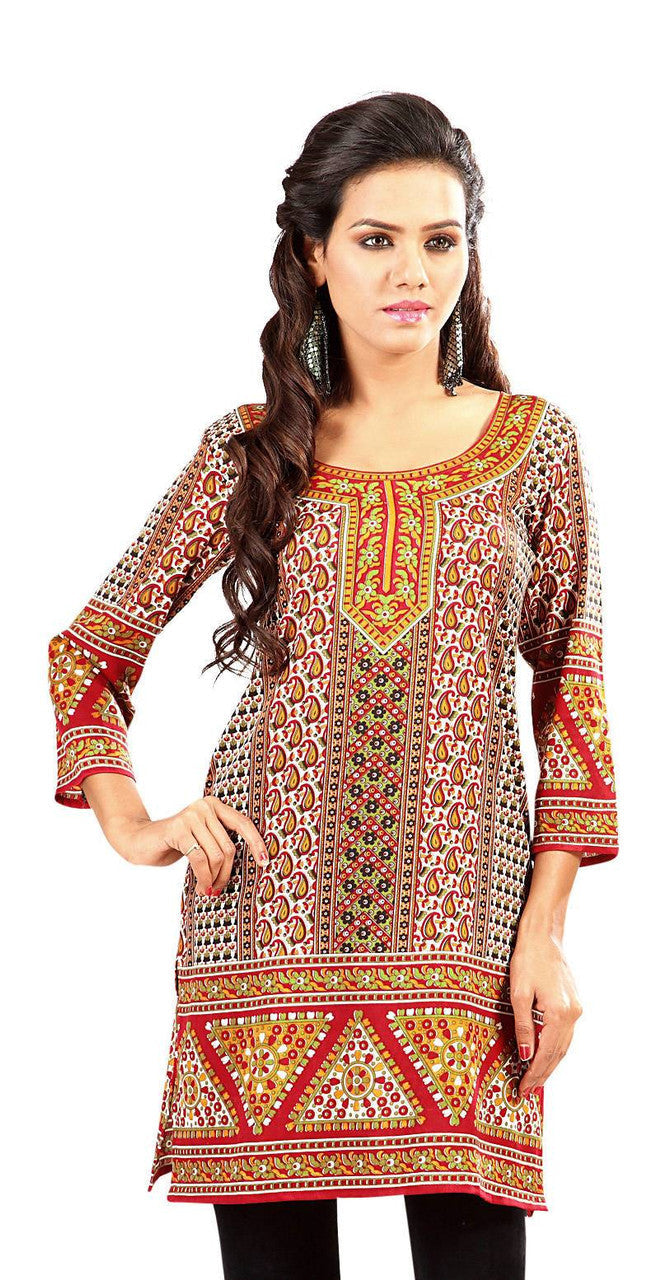 Sari kurti tunic shown draped on a model
