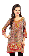 Sari kurti tunic shown draped on a model