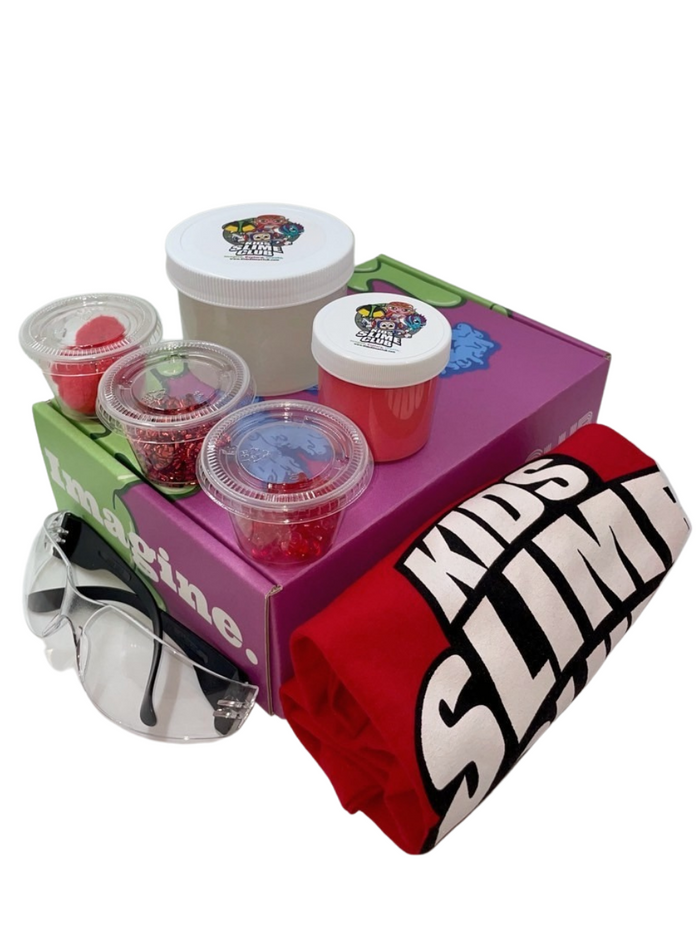 Kids Slime Club Rad Red Get Slimy Box | The Ultimate Slime Lovers Experience | Super Soft Cloud Slime 2.0 | X-Large Slime With Color Matching Toppings To Mix In | Safety Glasses | Mess-Free Fun For Ages 2 And Up | Visit Our Online Slime Shop At www.KidsSlimeClub.com | Download Our Free Mobile App Available On Google Play & Apple App Store