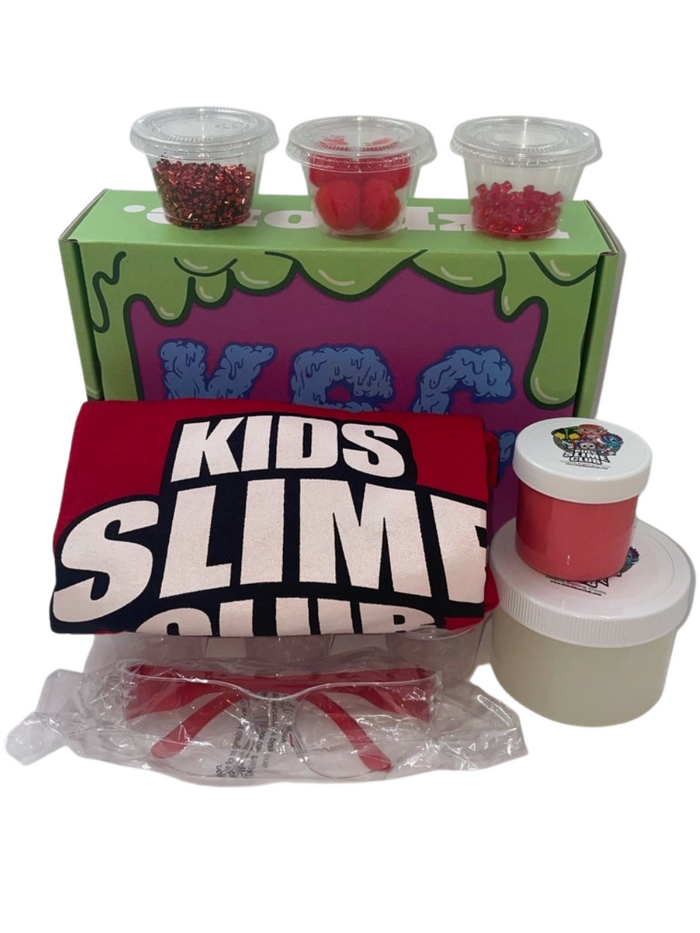 Get Slimy With Kids Slime Club Rad Red Get Slimy Box | The Ultimate Slime Lovers Experience | Super Soft Cloud Slime 2.0 | X-Large Slime With Color Matching Toppings To Mix In | Safety Glasses | Mess-Free Fun For Ages 2 And Up | Visit Our Online Slime Shop At www.KidsSlimeClub.com | Download Our Free Mobile App Available On Google Play & Apple App Store