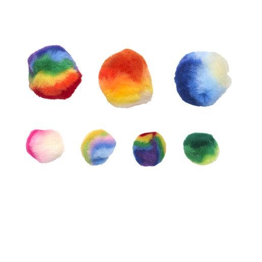 Rainbow Striped Pom Poms 180 pcs