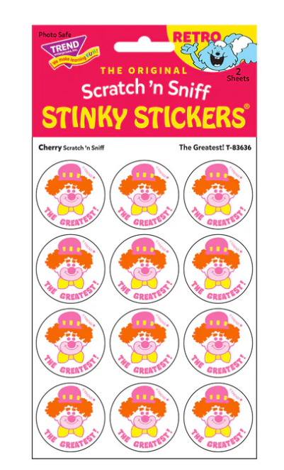 The Greatest Cherry scent Retro Stinky Stickers 24 ct