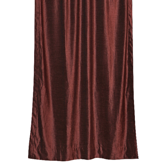 Wine velvet tab top curtains hung at a window