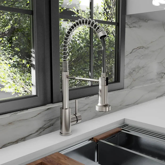 ZLINE Rubicon Pull Down Spring Spray Wand Kitchen Faucet, RBCN2-KF-BN09K
